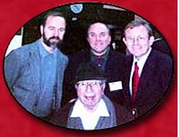 Dr. Mortimer Adler [sitting] at his last Great Books Discussion Group, (2000 A.D.), with the initial online Great Books Program directors [standing, left to right] Steve Bertucci, Pat Carmack (the author), and Tom Orr